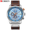 CURREN   Genuine Leather Strap water resist Chronograph date display expedition watch white