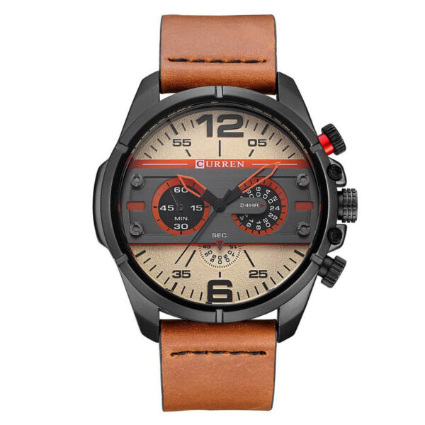 CURREN Men Quartz Wristwatch, Leather Military Sports Watch